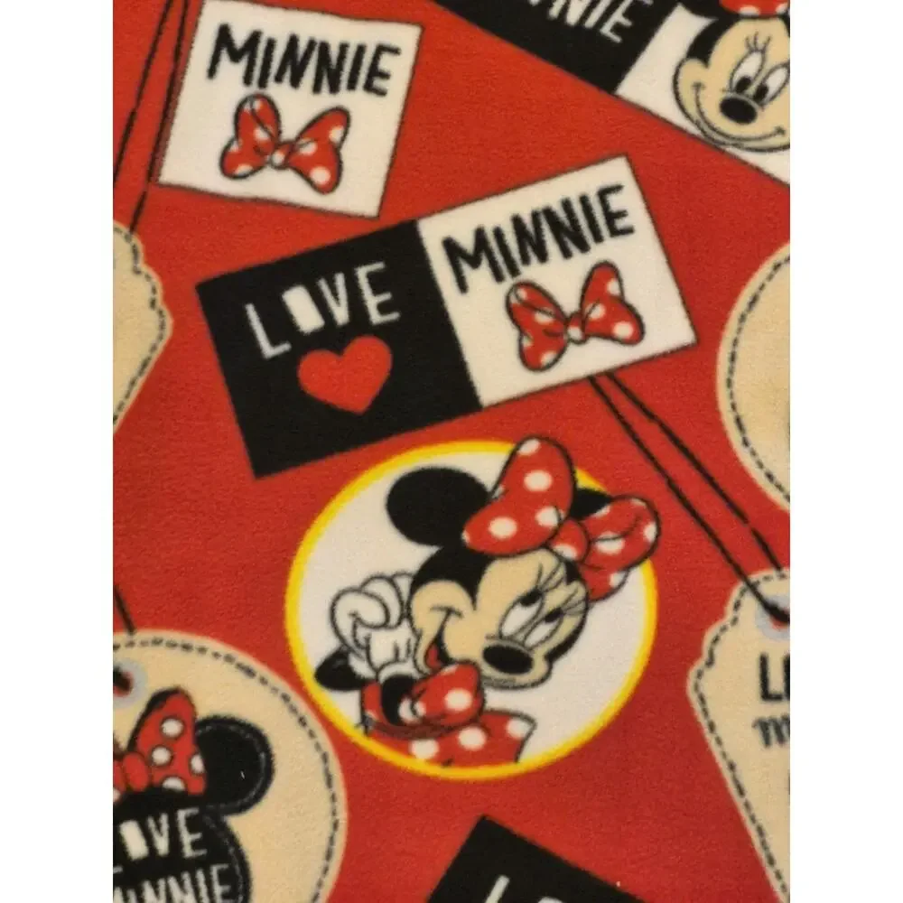 Minnie Mouse Flannel Throw Blanket Handcrafted Red Black White 60x56